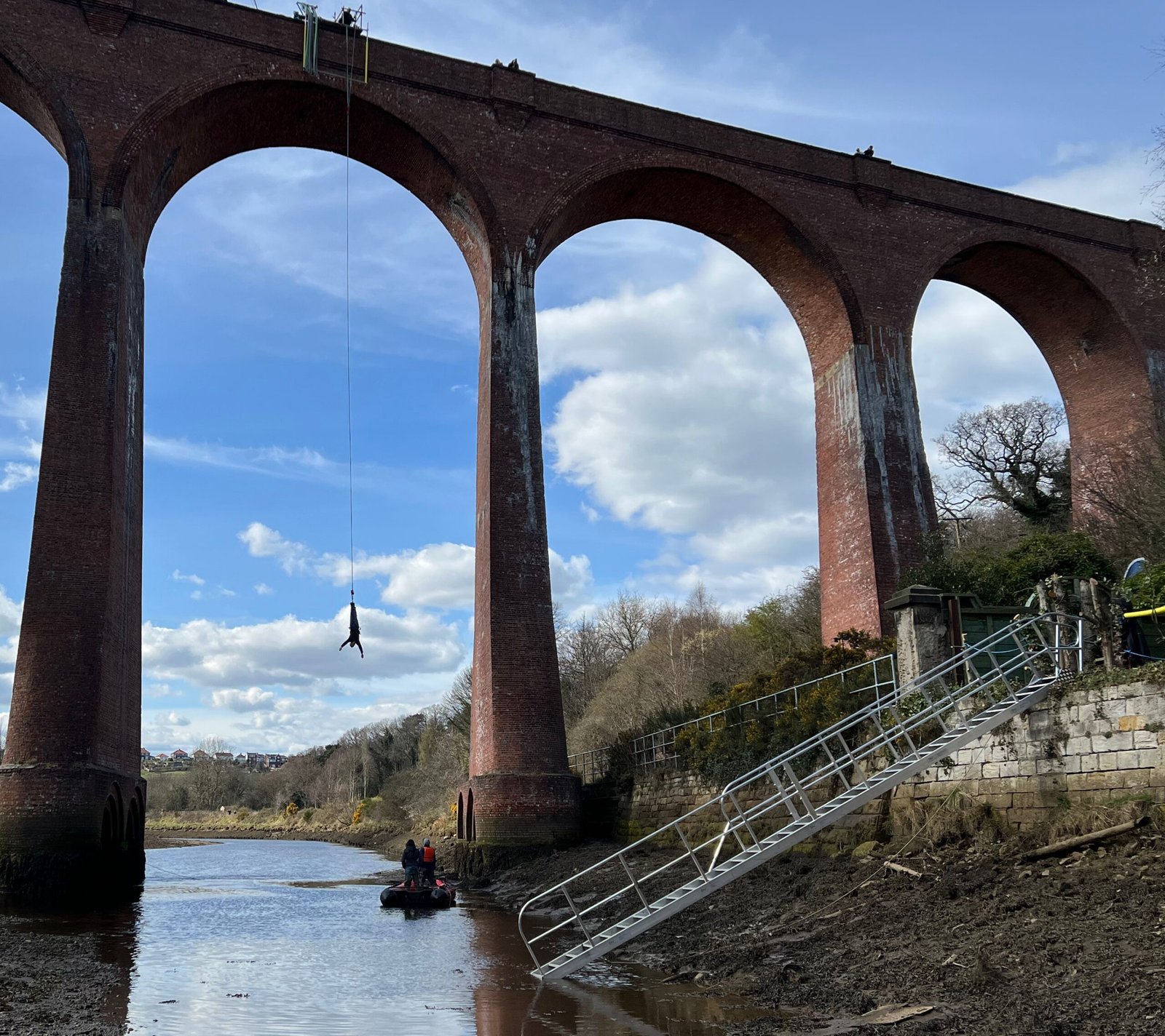 portable aluminium gangway in use