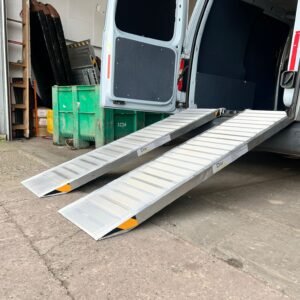Portable Lightweight Trailer ramp attached to van